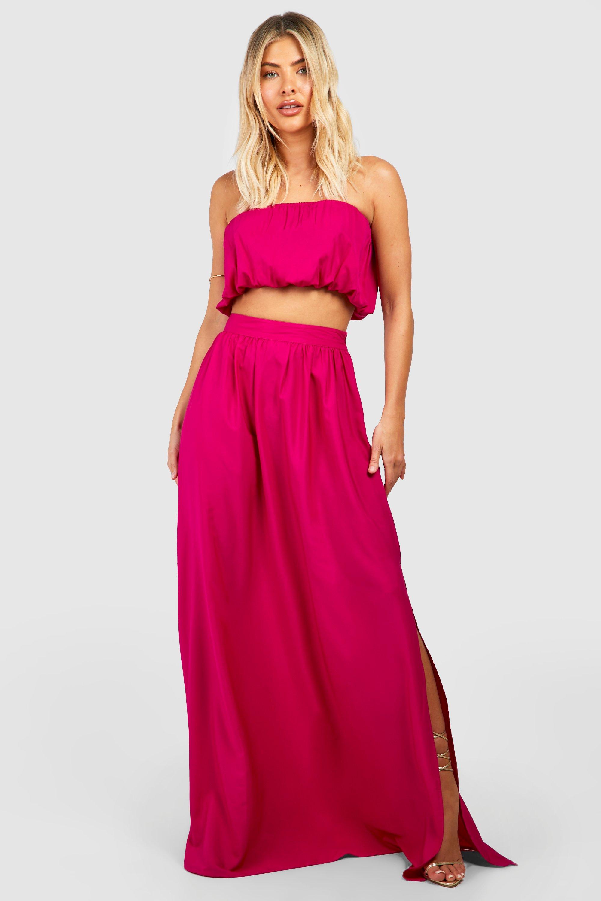 Volume Bandeau & Split Side Maxi Skirt | boohoo